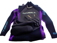 O'Neill Full Body Wet Suit Sz MT W/ Gloves Sz L Boots Sz 10 Black /Purple