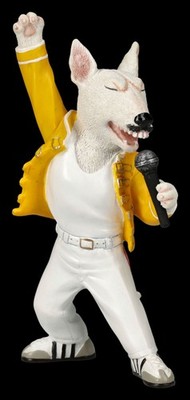 Bull Terrier Figur Freddy der Rockstar Hund Veronese - Musiker Geschenk Deko