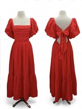 Abercrombie & Fitch NWT Red Puff Sleeve Maxi Dress Size Large Romantic Summer