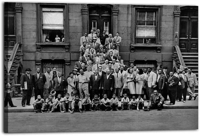 1958 Vintage Black And White Portrait A Great Day in Harlem Poster Canvas Decor