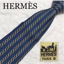 Excellent condition HERMES Tie stripe spiral metal all over pattern 100 silk mad