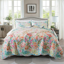 King Quilt Bedding Set - Floral Quilt Sets 3-Piece,Wildflower Bedspreads for Kin