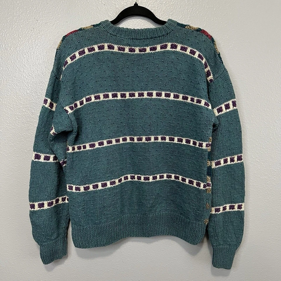 Vintage Norm Thompson Handknit Sweater Medium Ramie Blend Textured Cozy Cabin - Image 4 of 4