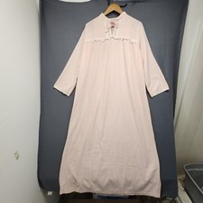 Vintage Pink Nightgown Prairie Cottagecore Lace Ribbon Sleep Dress Granny Soft