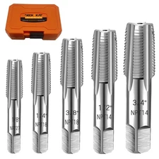 5-Piece NPT Pipe Tap Set for Precise Threads Ideal for DIY & Plumbing