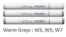 Lot 3x Copic Sketch Markers Bundle WARM GRAYS W3 W5 W7 New!