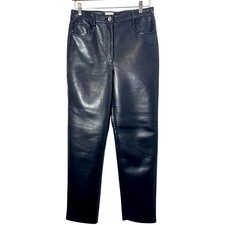 Wilfred Black Faux-Leather Straight Leg Pant The Melina High Rise Size 8