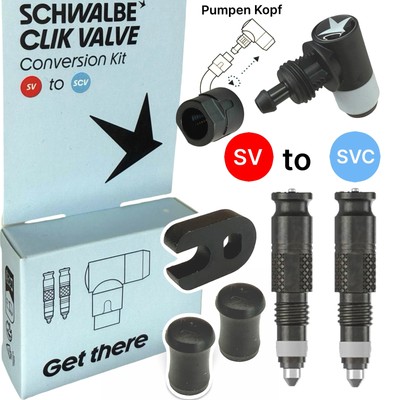 Schwalbe Fahrrad Schlauch Clik Valve Klick Ventil SCV System SV AV DV Adapter 