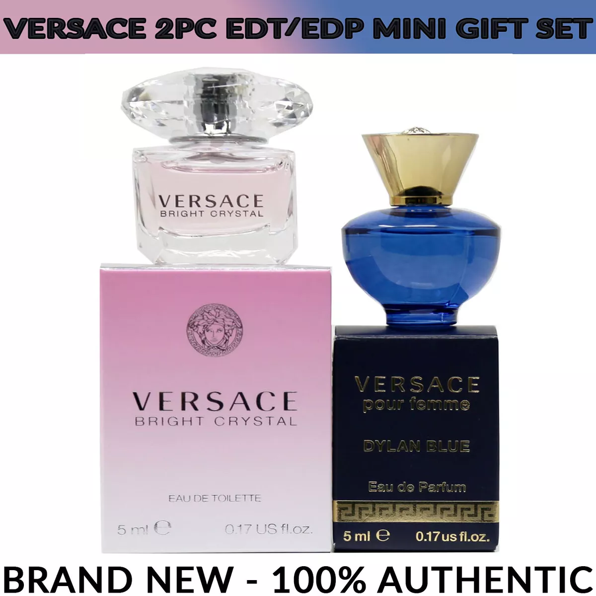 2pc Mini Gift Versace Bright Crystal EDT 5ml and Dylan Blue Femme EDP 5ml  NEW