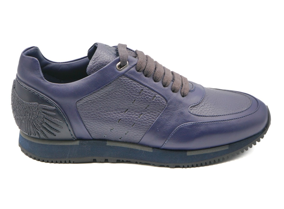 NWT STEFANO RICCI Leather Sneakers EAGLE Shoes LOGO Eu 40 Uk Us