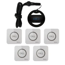 SINGCALL Wireless Kitchen Service Calling System 1 Watch, 5 Touchable Bells