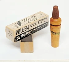 Vintage ~ OLIVEROS ~ PULL-EM CROW CALL ~ Hand Made Tone Tested Houston TX in Box