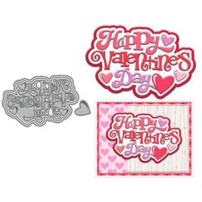 Happy Valentine's Day Phrase Hearts Metal Cutting Dies Scrapbooking Card Craft
