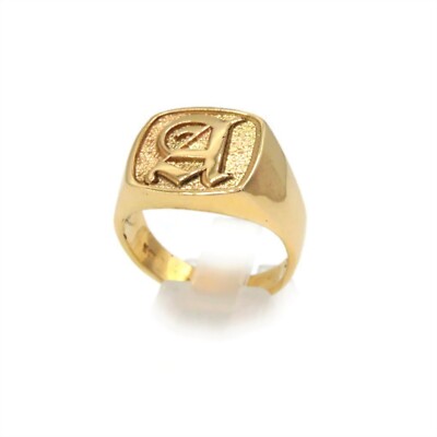Initial Letter Alphabet Ring Yellow Gold