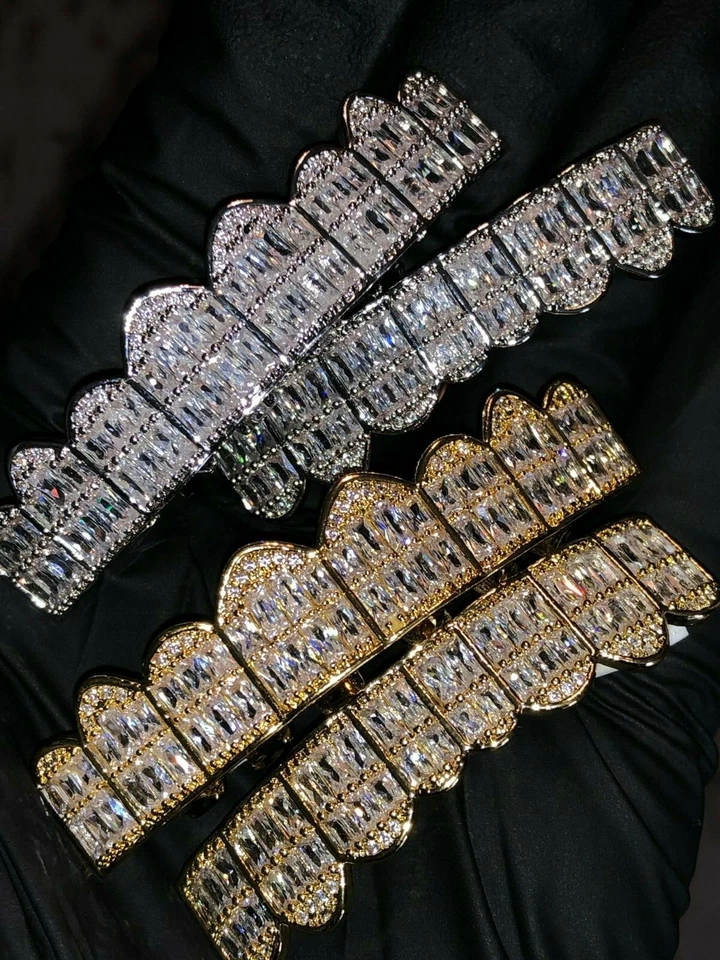 Золотой гриль 14k Baguette Joker для рта зубов сверху снизу хип-хоп 8 зубных грилей - Изображение 2 из 4