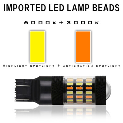 KATUR T20 7440 7440NA 7441 992 Wit/Amber Switchback LED Richtingaanwijzer Canbus Foutloos 2835 42SMD 800Lumen 12V LED met 50W 6ohm belastingsweerstanden (Pack van 2