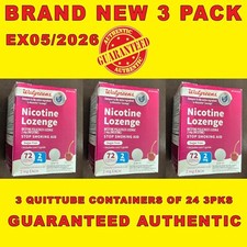 WALGREENS NICOTINE LOZENGE CHERRY 2MG 72Ct 3QUITETUBE CONTAINERS of 24 3PK EX26