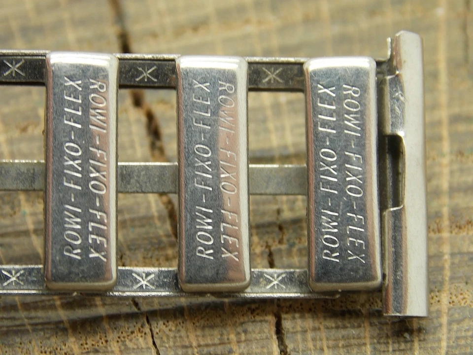 Correa de reloj Rowi hecha en Alemania vintage usada 19 mm expansión acero inoxidable Foto 3 de 4