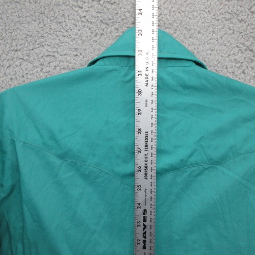 Champion Westerns Vintage Pearl Snap Long Sleeve Shirt Mens L Cowboy Turquoise - Picture 7 of 8