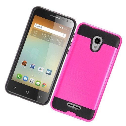 For Alcatel Fierce 4 5056n Metal Brush Slim Hybrid Armor Dual Layer Cover Case - Picture 9 of 13