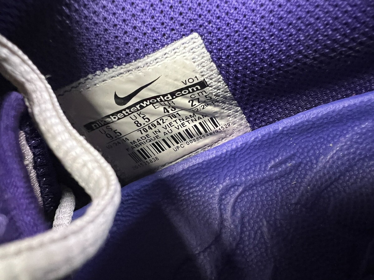 RARE Nike KB Mentality 704942-101 Men\'s Size 8 White Court Purple Mamba Size 10 - Nike KB Mentality White Court Purple for sale  main image 2