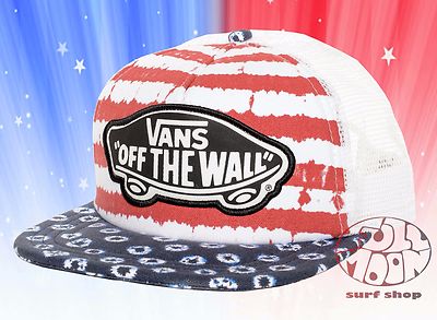 New Vans Beach Girl USA Dyed Dots & Stripes Trucker Snapback Cap Hat