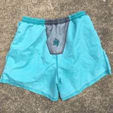 Vintage 80s 90s Surf Odyssey Board Shorts Swim Trunks Grunge Skate Neon Ski Teal