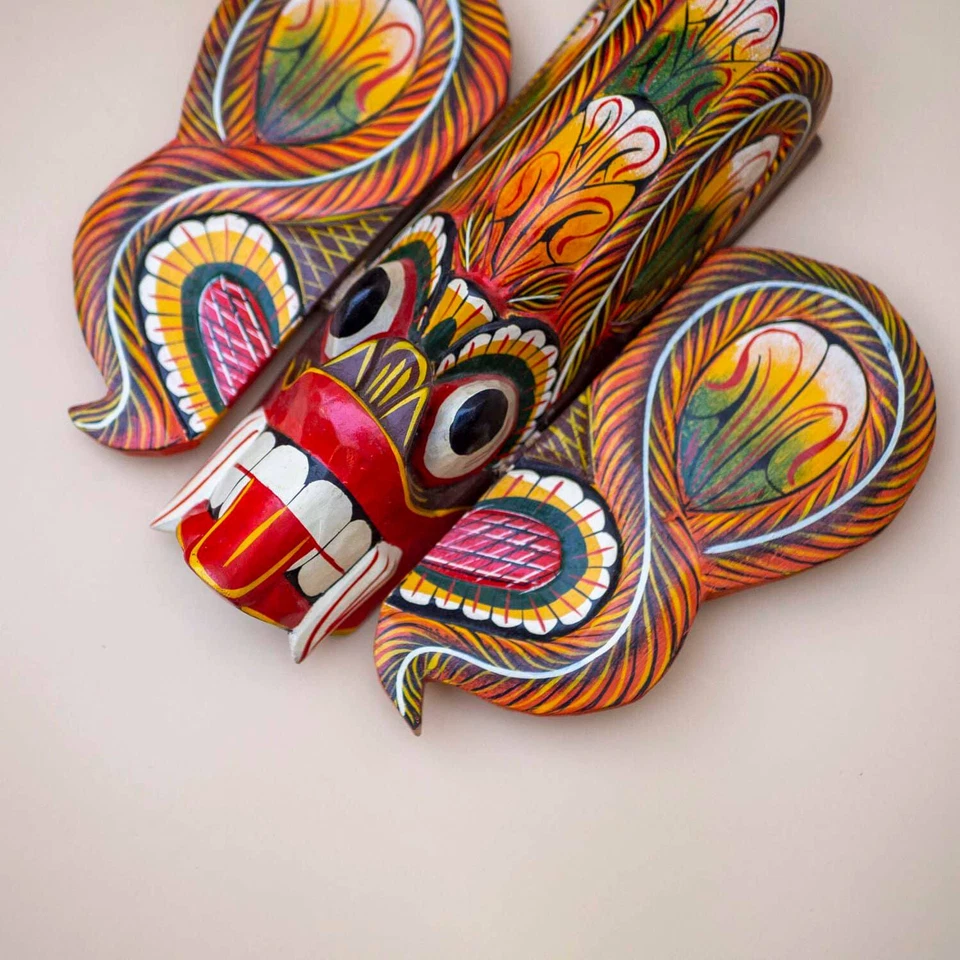 10 inch Asian Handmade Wooden Traditional Devil Tribal Tiki  Mask Wall Decor - Image 2 of 4