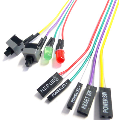 Power Taster ON OFF Switch Reset Kabel mit LED Schalter ATX Mainboard PC Gehäuse