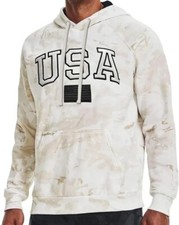 Under Armour Project Rock USA Flag Veteran's Day Mens Camo Pullover Hoodie Sz L