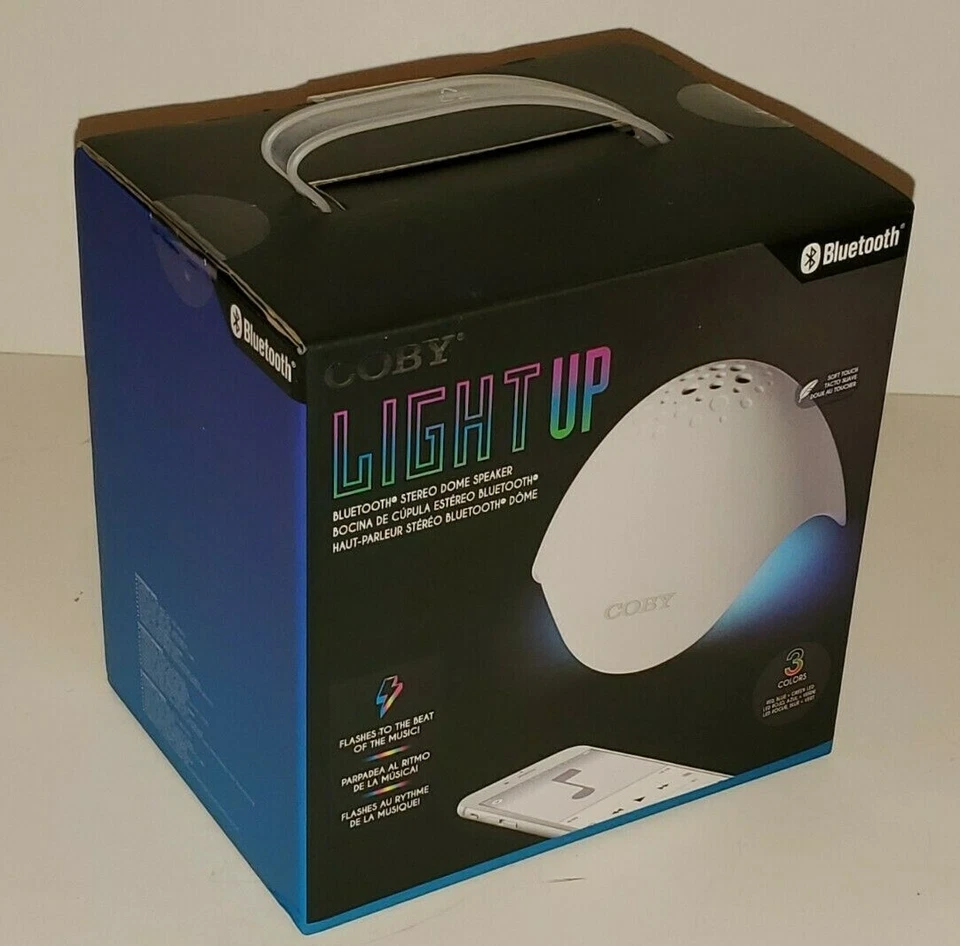 COBY 3 COLOR LIGHT UP BLUETOOTH STEREO DOME SPEAKER UNUSED IN SEALED BOX - Image 3 of 3