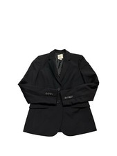 J.CREW 168 Solid Black 100 Wool Classic Lined Blazer Jacket Top Size 2