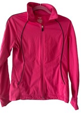 Women's DANSKIN NOW Pink Full Zip Up Light Athletic Jacket Piping Detail Sz M