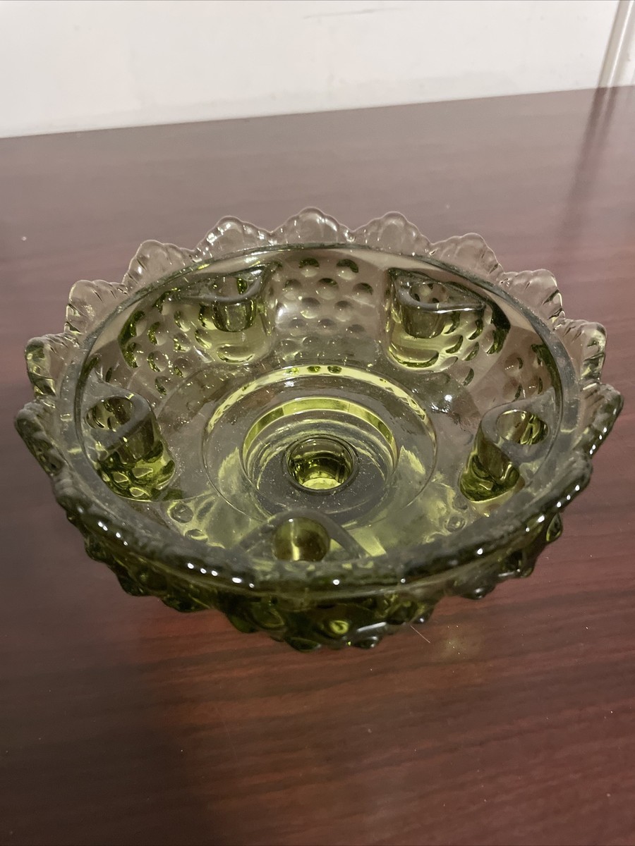 Vintage Fenton Hobnail Green Glass Candle Stick Holder Holds  display picture 1