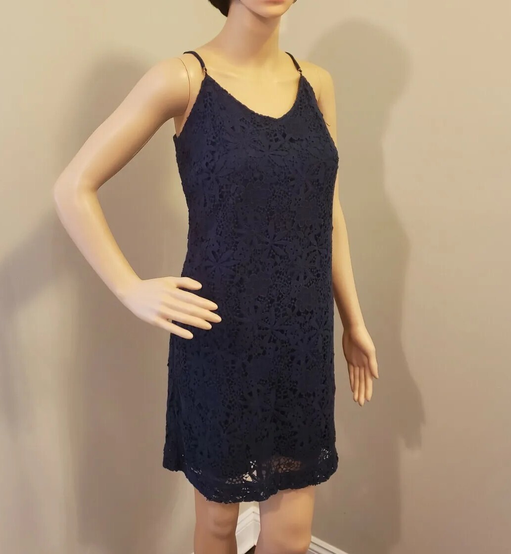 J CREW Navy Blue Floral Lace Slip Dress Women's Size 10 J CREW Navy Blue Floral Lace Slip Dress Women's Size 10