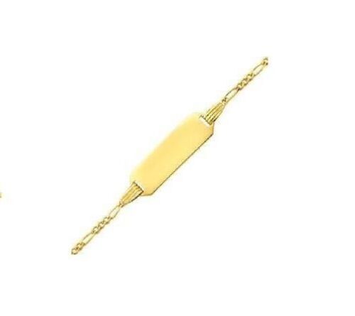 14KT Solid Yellow Italian Gold Figaro ID Baby Bracelet with 1" Extension - Picture 1 of 2