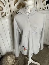 Vintage 90s Disney Store Mickey Minnie Mouse Grey Fleece Hoodie Sweatshirt MED