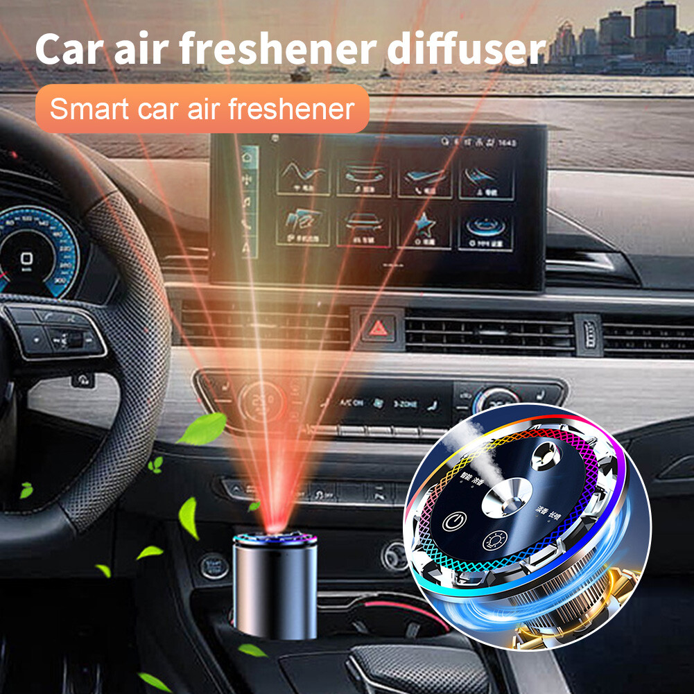 Smart Car Air Freshener w/Perfume Colorful Ambient Light Essential Oil Diffuser
