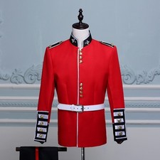 Men Retro British Uniform Royal Guard Soldier Costume Tunic Cosplay Fancy Dress