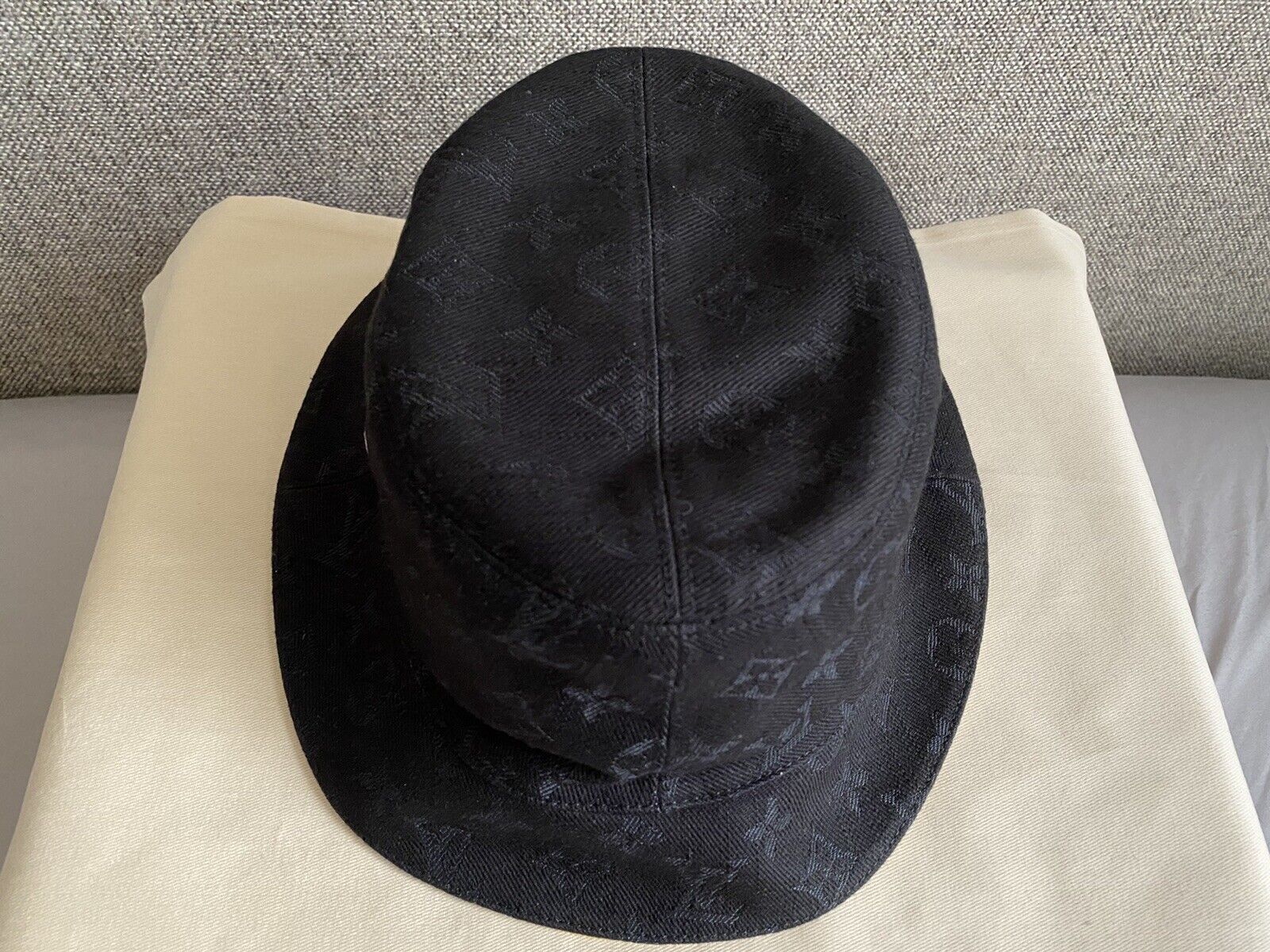 LOUIS VUITTON Nylon Monogram Reversible Bob Bucket Hat S Black