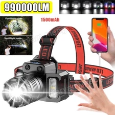 990000LM LED Headlamp Rechargeable Headlight Zoomable Head Torch Lamp Flashlight
