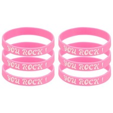 6Pcs You Rock Wristbands for Motivation, Rose Red