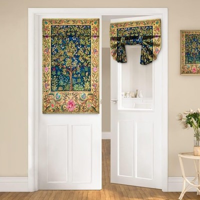 William Morris Tree of Life Door Window Curtains for French Glass Door, Priva...