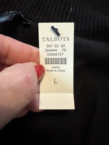 Cardigan lungo senza maniche a cascata Talbots nero aperto davanti maglia L NUOVO CON ETICHETTE - Foto 7 di 10