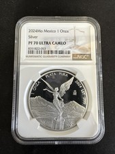 2024-1 oz PF70 Libertad Ultra Cameo .999 Silver Proof Coin NGC-Mexico Onza🇲🇽