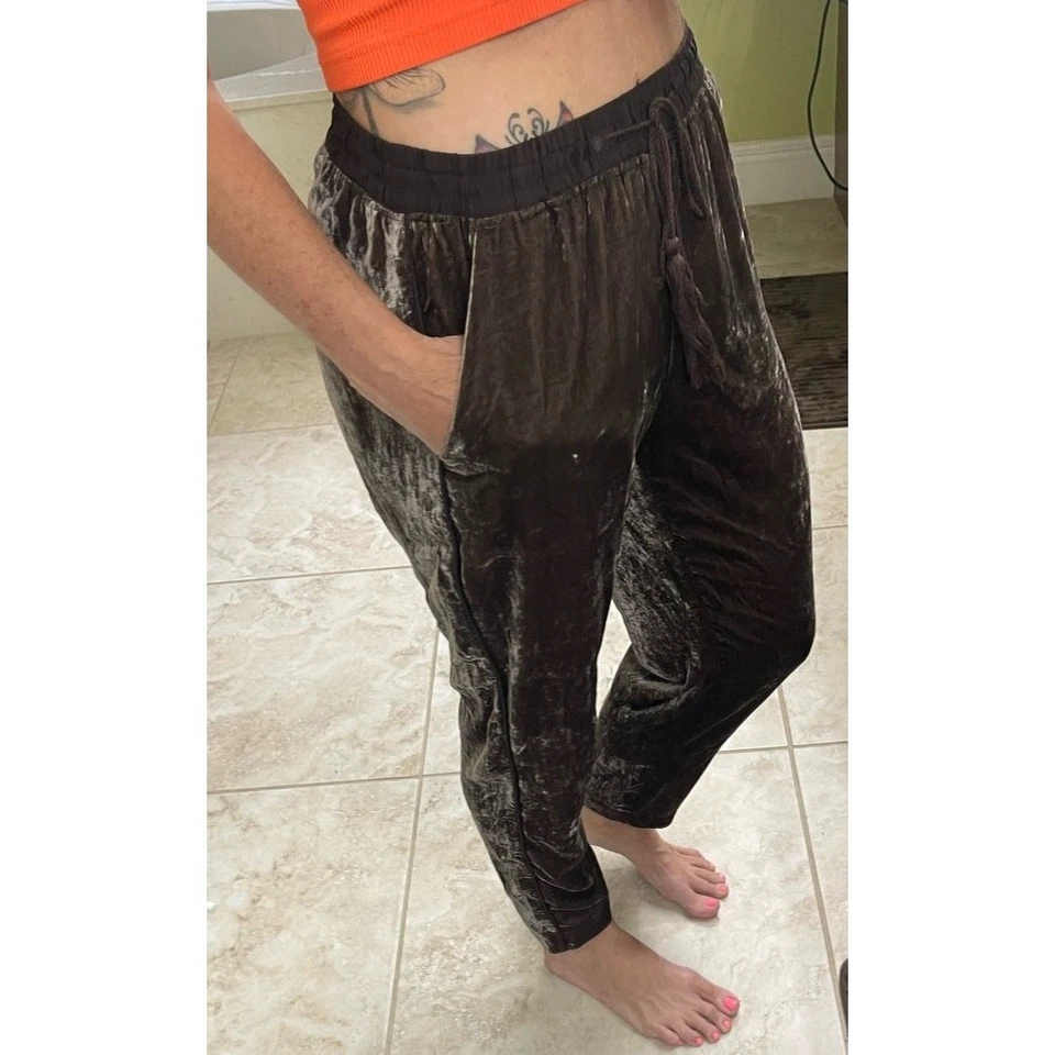 Elevenses Anthropologie Terciopelo Pequeño Chándal Pantalones Marrón Foto 4 de 4