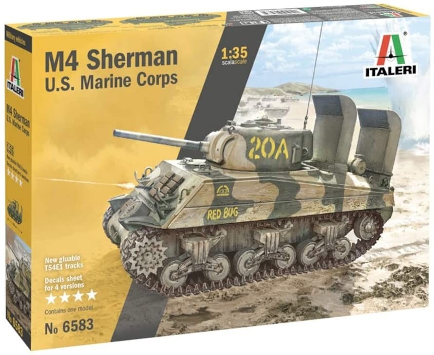 Char M4A2 US Marine Corps Italeri à peindre et assembler échelle 1/35 en plastique