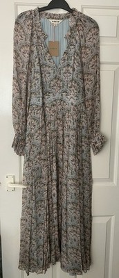 BNWT Boden 2026 Romantic Ruffle Neck  Dress Size 10R - Multi Paradise Gardens 