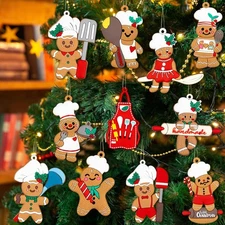12pcs Gingerbread Christmas Decoration for Tree - Cooking Gingerbread Man Orname
