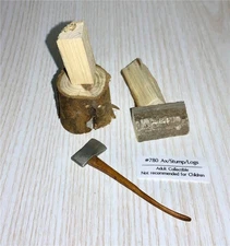 MINIATURE DOLLHOUSE 1:12 SCALE WOODMAN'S AXE/LOGS/STUMP-SIR THOMAS THUMB - 780